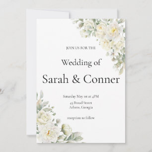 Weiße Rosen Moderne Hochzeitseinladung Einladung