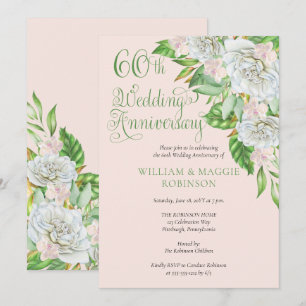 Weiße Rosen-Orchideen 60. Hochzeitsjubiläumsfeier Einladung