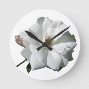 Weiße Rosen Party Dusche Hochzeit Blüten Schicksal Runde Wanduhr