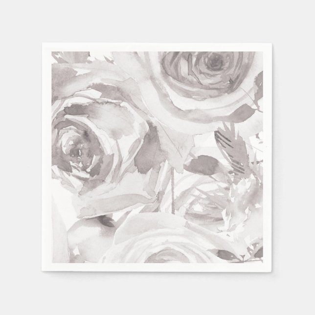 Weiße Rosen Rose Moderne Elegante Hochzeit Serviette (Vorderseite)