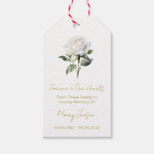 Weiße Rosen-Samenpaket-Trauer-Gastgeschenk-Anhänge Geschenkanhänger