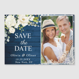 Weiße Rosen Save the Date Magnetkarte