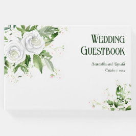 Weiße Rosen und Gipskraut Hochzeit Gästebuch