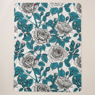 Weiße Rosen und Ladybusen Sherpadecke