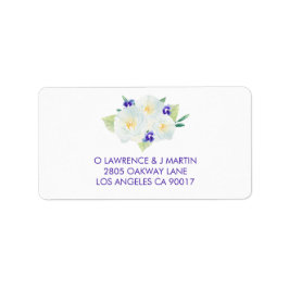 Weiße Rosen und Lila Violetten Adressaufkleber