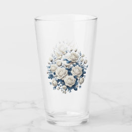 Weiße Rosen und Vögel Glas