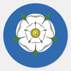 Weiße Rosenaufkleber Yorkshires Runder Aufkleber