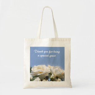 weiße Rosenblumen Hochzeit Favor danke Tragetasche