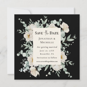 Weiße Rosenblüte auf der Christlichen Schwarzen Ho Save The Date
