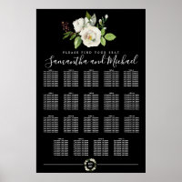 Weiße Rosenblüte auf schwarzen 19-Tisch-Sitze-Char