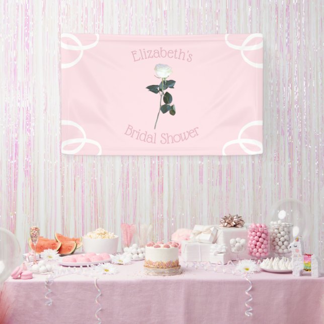 Weiße Rosenblüten-Rosa-Brautparty Banner (Party)