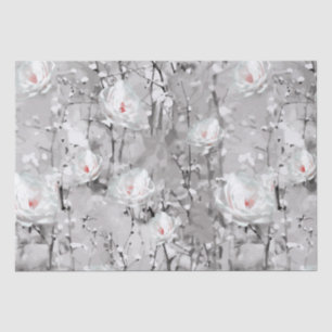 Weiße Rosenblüten-Winter-Blumen grau Seidenpapier