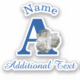 Weiße Rosenbouquet-Monogramm A Personalisiert Aufkleber
