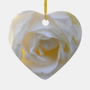 weiße Rosenherzverzierung Keramik Ornament