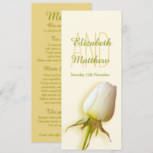 Weiße Rosenknospe Hochzeitsempfang Abendmenü Einladung