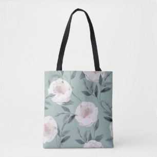 Weiße Rosenspitzen: Blumenstickerei. Tasche