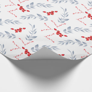 Weiße rote Beeren Weihnachtsgeschenkverpackungspap Geschenkpapier