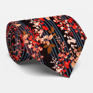 WEISSE ROTE BLUME, BLUE BLACK STREIFEN KRAWATTE
