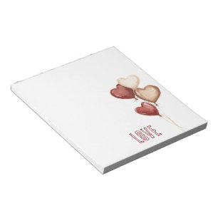 Weiße rote Creme-Herzballons Liebe  Notizblock