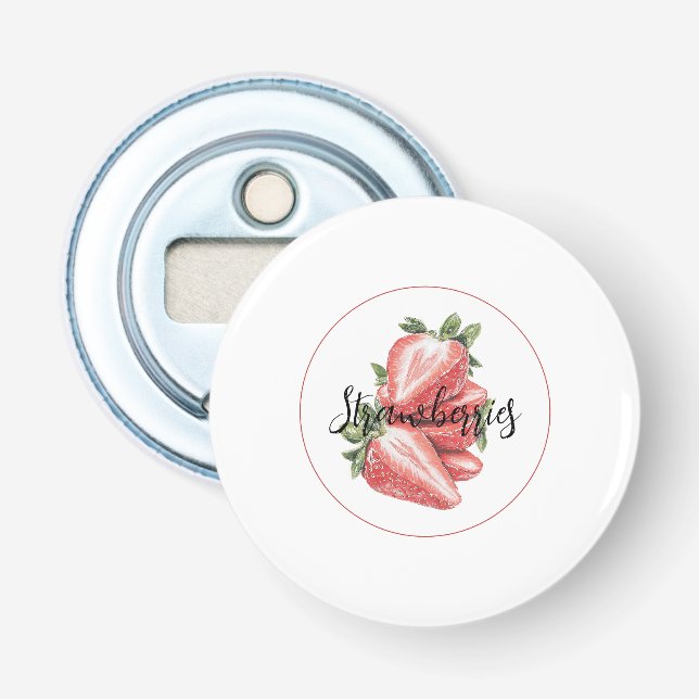 Weiße rote Erdbeeren Frucht   Flaschenöffner (Vorderseite)