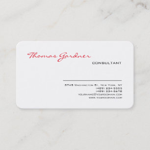 Weiße rote Handschrifts-schlichtes modernes Visitenkarte