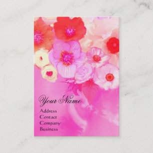 WEIßE ROTE PINK ROSEN UND ANEMONE BLUMEN MONOGRAMM VISITENKARTE
