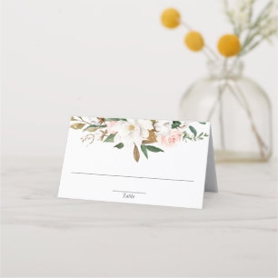 Weiße Röte pinke Grünpflanzen Magnolie floral Platzkarte