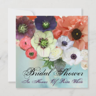 WEIßE ROTE ROSEN UND ANEMONE BLUMEN BRIDAL SHOWER EINLADUNG