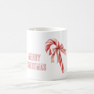 Weiße rote Schleife Zuckerstange Weihnachten Kaffeetasse