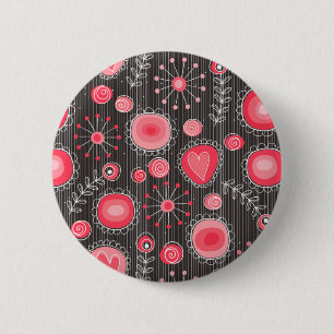 Weiße, rote und graue Herzen und Blume, blühend Button
