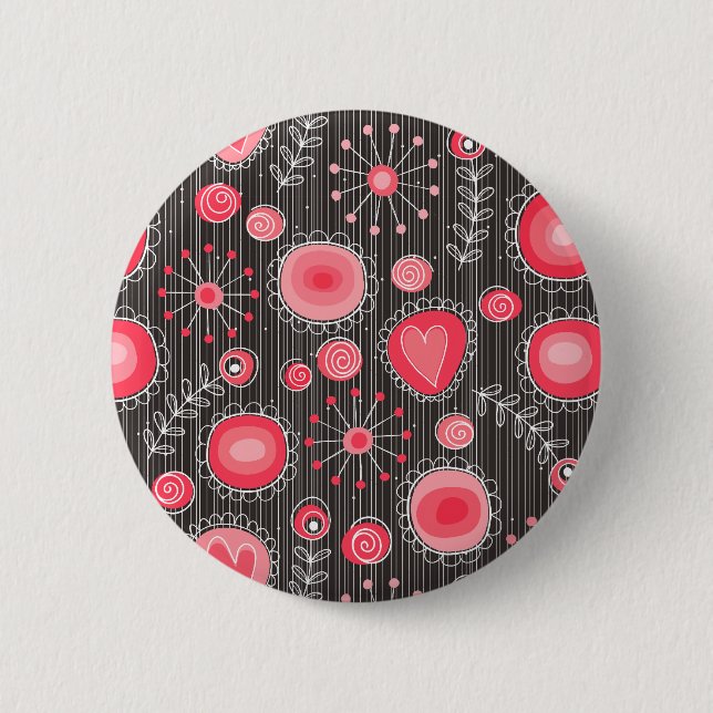 Weiße, rote und graue Herzen und Blume, blühend Button (Vorderseite)
