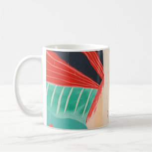 WEISSE, ROTE UND GRÜNE ABSTRAKTE MALERIE KAFFEETASSE