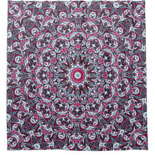 Weiße, rote und Khaki-Mandala. Duschvorhang