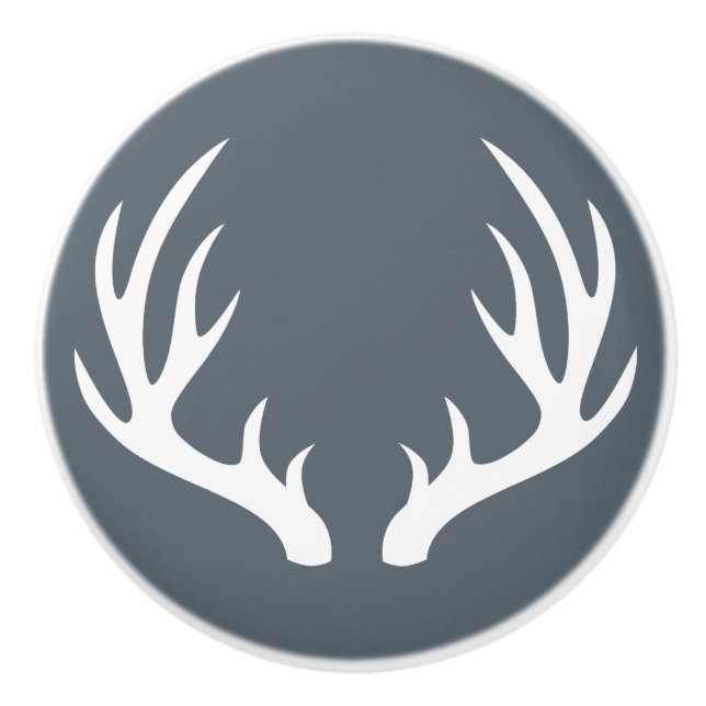 Weiße Rotwild-Geweihe rustikal Keramikknauf (Vorderseite)