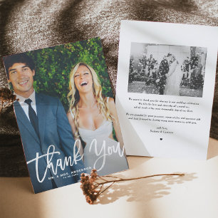 Weiße Rustikale Foto-Hochzeit Dankeskarte