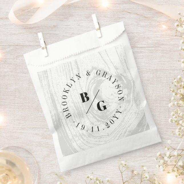 Weiße rustikale Holzfaser Textur Chic Winter Hochz Geschenktütchen (Ausgeschnitten)