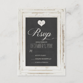 Weiße Rustikale Rahmen-Chalk-Hochzeitkarte RSVP Karte