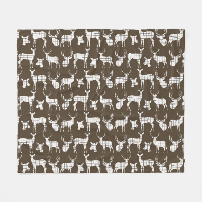 Weiße rustikale Rotwild auf Brown-Fleece-Decke Fleecedecke (Vorderseite (Horizontal))