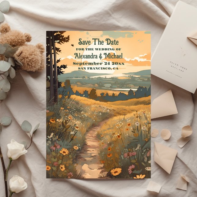 Weiße Rustikale Wildblume Wiesen Hochzeit Save The Date (Von Creator hochgeladen)