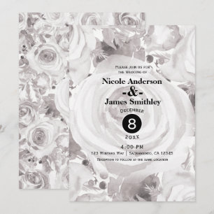 Weiße rustikale Winter-Rose Elegante Hochzeit Einladung