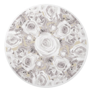 Weiße Rustikale Winterrosen Shabby Chic Kraft Keramikknauf