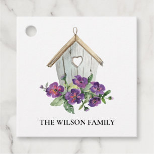WEISSE RUSTISCHE LANDVIOLETT BIRD FLORAL HOUSE GESCHENKANHÄNGER