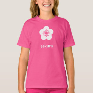 Weiße Sakura-Blüten-Silhouette T-Shirt