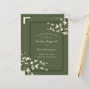 Weiße Sakura-Kirschblüten Asiatische Hochzeitseinl Ankündigungspostkarte
