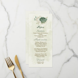 Weiße Salbei-Blume-Hochzeit Menükarte