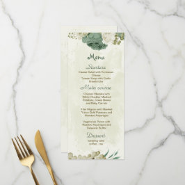 Weiße Salbei-Blume-Hochzeit Menükarte