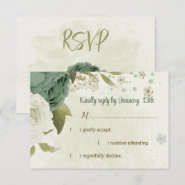 Weiße Salbei-Blume-Hochzeit RSVP Karte