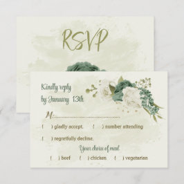 Weiße Salbei-Blume-Hochzeit RSVP Karte
