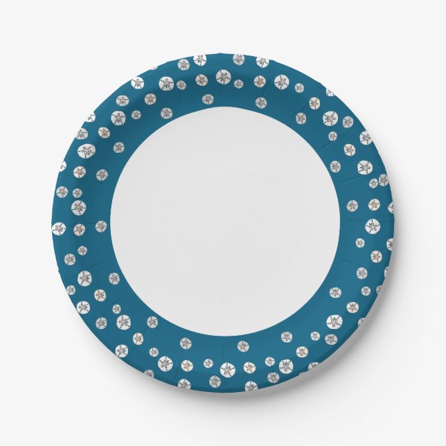 Weiße SandDollars Pappteller (Vorderseite)
