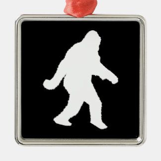 Weiße Sasquatch-Silhouette für dunkle Hintergründe Silbernes Ornament